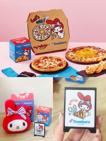 達美樂跟美樂蒂聯名啦！限定紙盒Q到捨不得丟、還有超可愛「美樂蒂披薩翻轉包&迷你招牌」周邊要買！