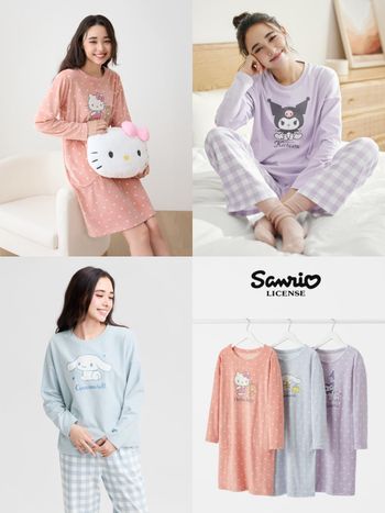 粉絲發瘋！Lativ聯名「三麗鷗家居服」悄悄上架！Kitty、酷洛米大頭穿上身、百元就能宅家可愛！