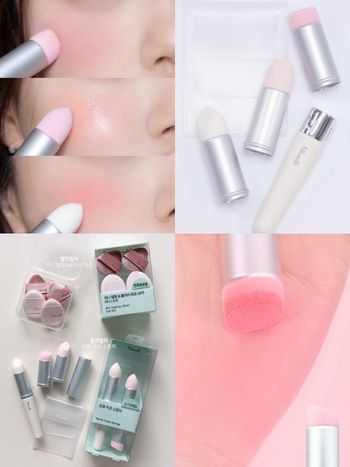 手殘人必擁有頰彩救星！韓國人氣「印章腮紅海綿」，不同海綿頭對應不同質地，再也不怕腮紅液讓底妝斑駁！