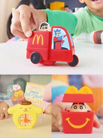 日本麥當勞會不會太犯規！超可愛「蠟筆小新店員玩具車」&「布丁狗小時鐘」同步免費送、這天登場！