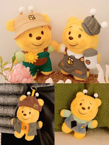 小熊維尼在7-11！超呆萌「小蜜蜂維尼絨毛吊飾盲盒」學院風穿搭、休閒造型全都可愛發瘋！