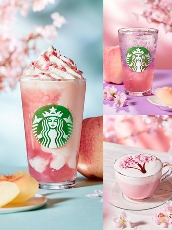 日本星巴克2026春季限定飲品太欠喝！「白桃櫻花星冰樂、夜櫻白桃氣泡飲」酸甜風味一喝就上癮！