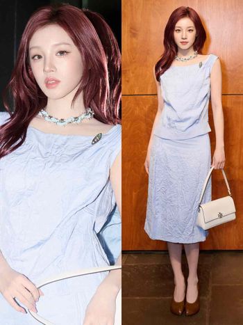 人間水精靈來了！i-dle宋雨琦「水藍色套裝」現身TORY BURCH大秀！高清照美的不科學！