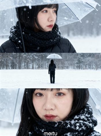 美圖秀秀AI 雪景三宮格 ❄️❄️