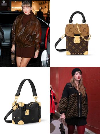 泰勒絲超愛LOUIS VUITTON！私服「盒子包、Tambour腕錶」狂出鏡，連求婚造型都選LV手鐲！