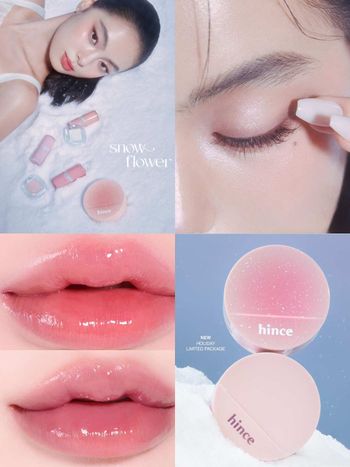 2025韓系聖誕彩妝推薦！hince「冰透唇釉、唇頰膏、粉殼氣墊」換上夢幻雪花包裝，珍珠爆閃眼影一抹眼妝超清透！