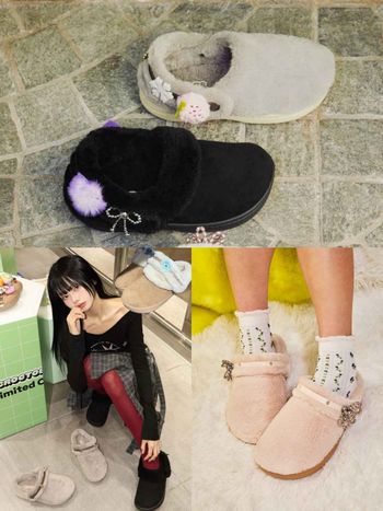 冬天好需要！Crocs刷毛洞洞鞋連韓女都狂搶！推爆奶油香草色、小熊毛絨感太療癒！