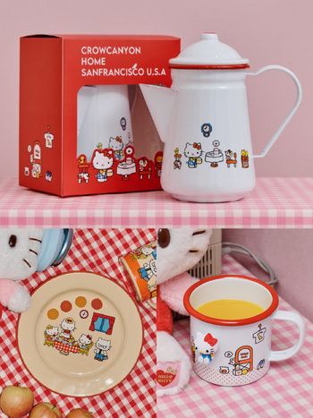 可愛發瘋！韓國開賣Hello Kitty聯名餐具、「呆萌Kitty磁鐵+馬克杯&奶油黃盤子」韓妞都在搶！