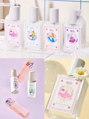 年末必收藏《愛麗絲夢遊仙境》聯名香氛！韓國小眾「水配方香水、髮香噴霧」柴郡貓、牡蠣寶寶瓶身超夢幻，持香度媲美香精！