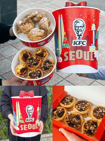 2025聖誕限定必吃！肯德基「聖誕首爾巨大桶」雪花起司炸雞+比司吉+可可流心蛋撻太欠吃！