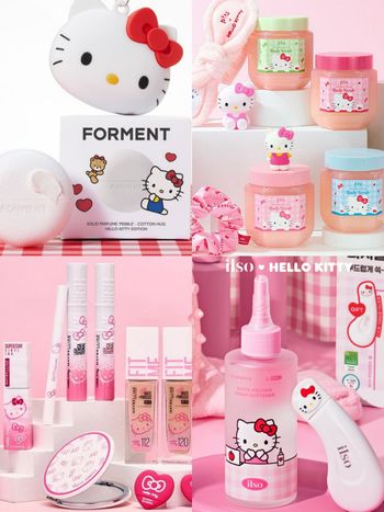 2025最強Hello Kitty美妝聯名願望清單！媚比琳底妝、Forment香膏、plu粉刺保養...，包裝爆炸萌！
