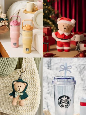 2025韓國星巴克冬季必買8大新品推薦！「毛衣花紋水壺、聖誕小熊玩偶、蝴蝶結水杯」韓妞都在搶！
