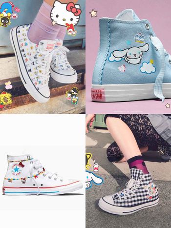 又來搶錢！CONVERSE三麗鷗聯名可愛爆炸！「滿滿Kitty、大耳狗」秒融化、台灣這天開賣！