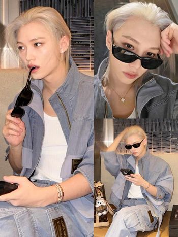 一早幸福了！精靈王子Felix出發LV巴黎大秀！「丹寧穿搭＋白金髮」美到發光、機場狂飯撒寵粉！