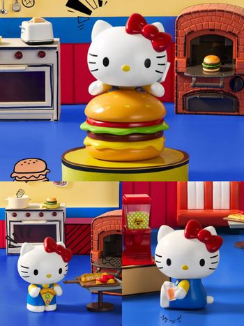 Hello Kitty復古餐館公仔盲盒來了！超可愛「凱蒂貓漢堡、飲料機Kitty」每隻都想帶回家！