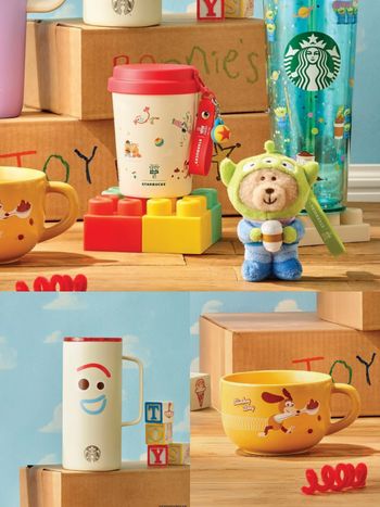 星巴克跟《玩具總動員5》聯名了！萌翻「胡迪小熊吊飾、三眼怪冷水杯、彈簧狗麥片碗」這天開賣！