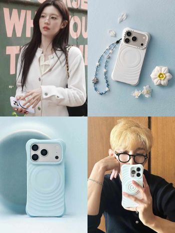 韓星狂愛CASETiFY水波紋手機殼再出新色！最新「柔霧藍＋水仙花支架」太夢幻、根本仙氣爆表組合！