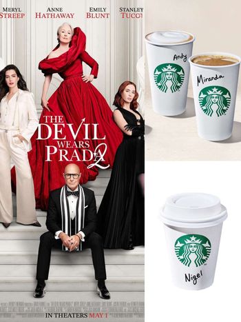 星巴克跟《穿著Prada的惡魔2》聯名了！米蘭達限定那堤超濃郁、安迪「燕麥卡布奇諾」必喝！