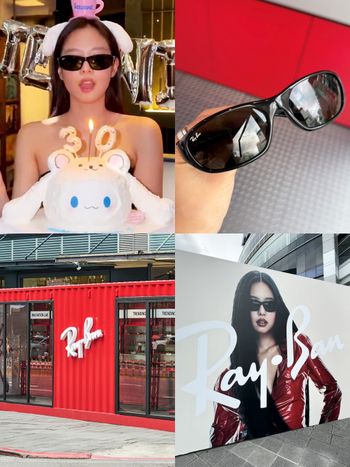 Jennie巨型Ray-Ban雷朋打卡牆空降信義區！珍妮6大同款墨鏡幫你整理好、慶生戴的是這支！