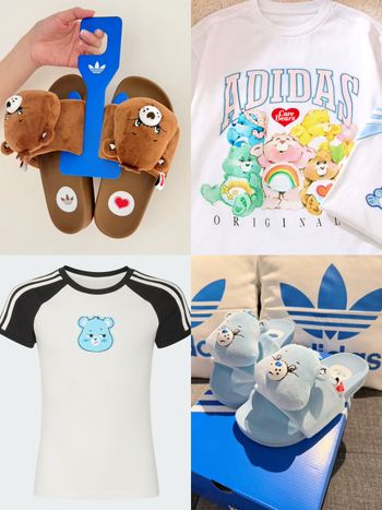 愛迪達竟然偷偷上架「Care Bears」聯名款！「熊熊大頭拖鞋、滾邊上衣」小細節狂暴擊粉絲的心！