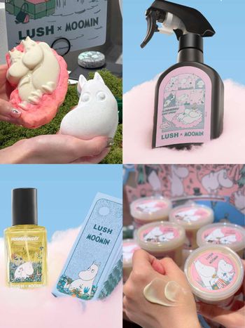 LUSH × Moomin姆明聯名太療癒！香水、汽泡彈、沐浴軟糖7款登場，雲莓身體噴霧官網限定！