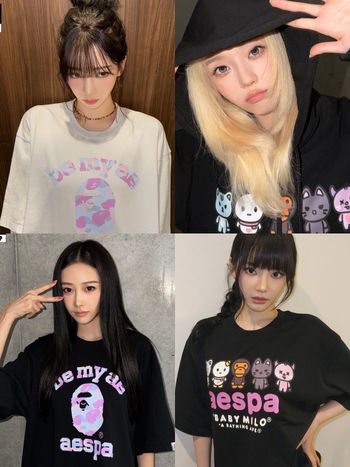 MY們請注意！BAPE和aespa聯名系列真的來了！小檸檬Baby Milo吊飾、上衣可愛瘋！