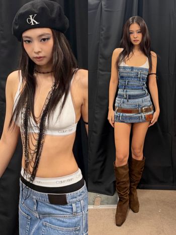 Jennie登上日本音樂節「牛仔褲反穿、火辣美胸Bra Top」熱議！原來衣服是CK訂製！