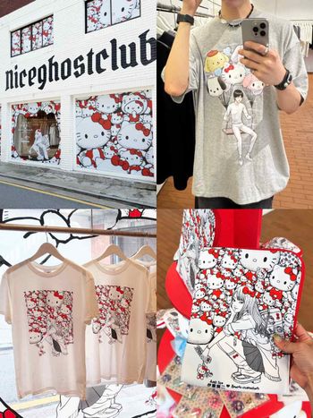 富江和Hello Kitty當朋友了？！韓牌聯手三麗鷗、伊藤潤二「T恤、小物」全曝光！恐怖＋可愛居然超搭！