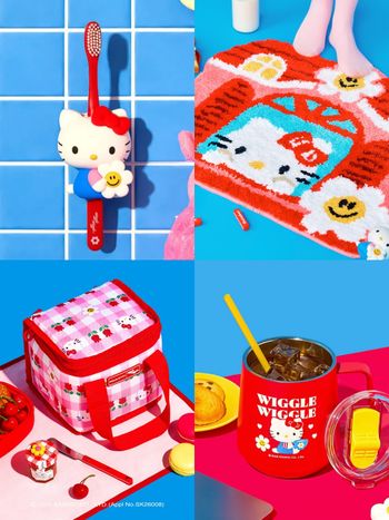 Wiggle Wiggle又跟Hello Kitty聯名了！超可愛「小花凱蒂貓牙刷架、絨毛地墊」韓妞都狂掃！