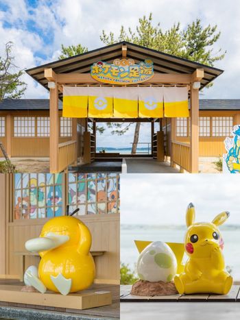 日本新開幕「寶可夢足湯」太可愛！暴鯉龍出水柱療癒翻、還有可達鴨&皮卡丘陪你一起泡腳看海景！