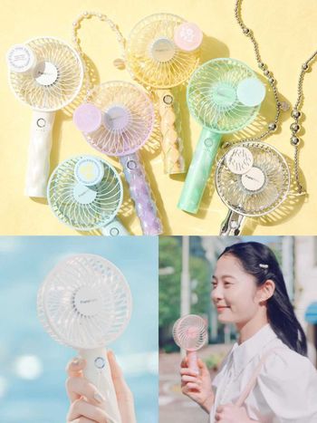 日本女生人手一支！「水波花紋手持電扇」多種顏色美翻、還能搭配香氛貼&珠珠鏈打造夏季最時髦配件！