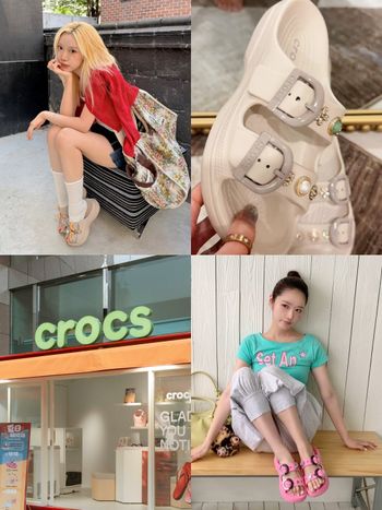 韓國爆紅Crocs厚底小拖鞋來了！超軟Q「雲朵洞洞拖鞋」加鞋扣超可愛、細腿夾腳拖也得買！