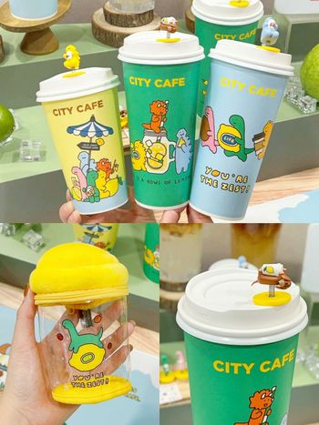 CITY CAFE跟小恐龍JOGUMAN聯名啦！「搖頭晃腦BRACHIO杯塞公仔」萌翻必買、還有三款杯身要收！