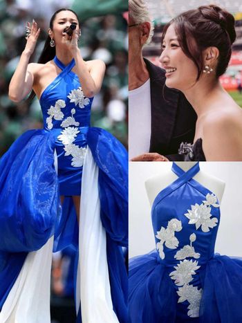 全球都在搜她是誰！《Kpop獵魔女團》EJAE世足開唱、寶藍禮服美出新高度！原來出自「這韓牌」！