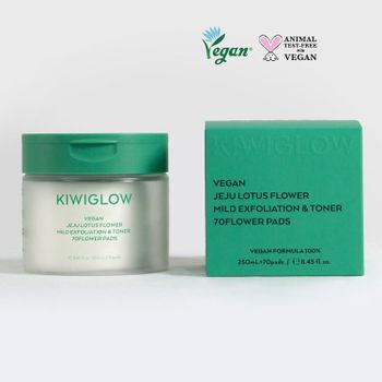 現貨│韓國熱銷 KIWIGLOW vegan濟州島蓮花100%純植晶透溫和去角質棉片(250ml/70片)