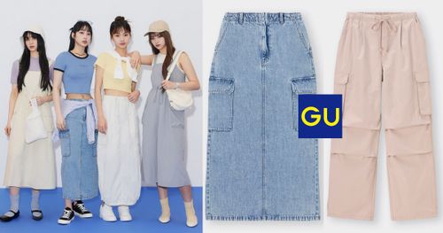 女團GENBLUE幻藍小熊同款！GU極顯瘦工裝長褲、短裙...超齊全上架！