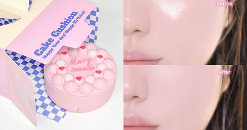 韓國代購爆單少女系彩妝！Merry monde蛋糕氣墊粉餅，粉嫩牛奶粉外殼、立體鮮奶油草莓，夢幻包裝風靡日韓！