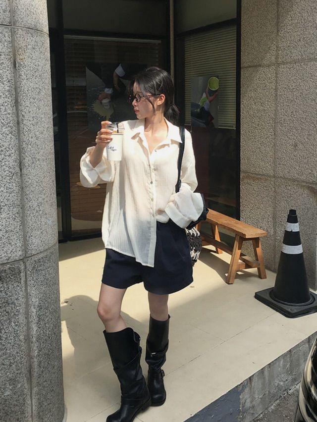 夏天襯衫這樣穿超涼！6個防曬降溫「襯衫穿搭技巧」一次學會！韓妞今年又重回亞麻材質懷抱！-5