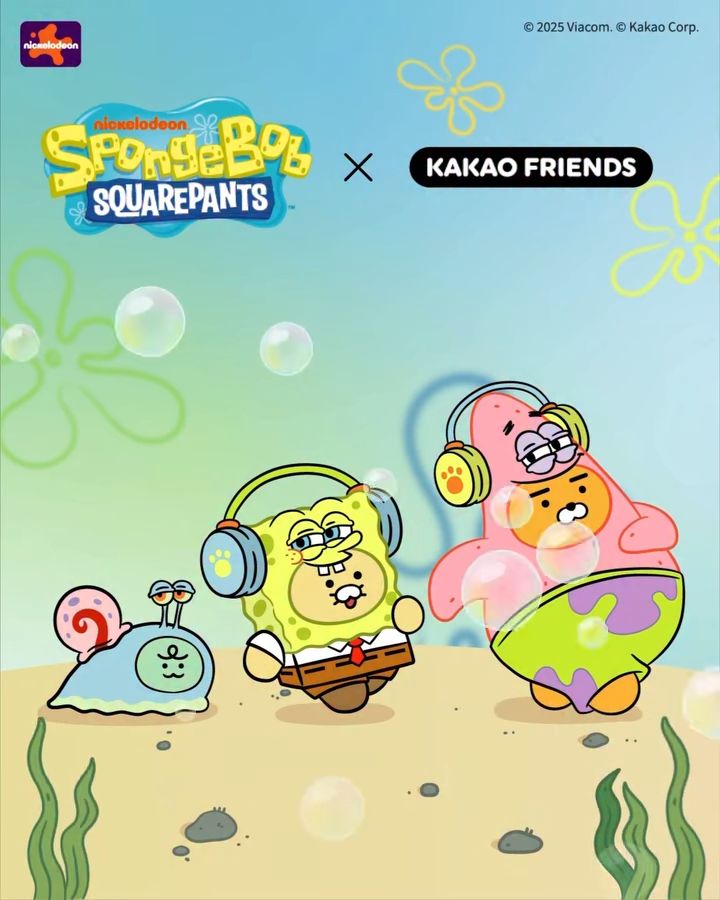 Kakao Friends跟海綿寶寶聯名了！超搞笑「派大星萊恩絨毛玩偶、大鳳梨春植鑰匙圈」全都太欠買！-3
