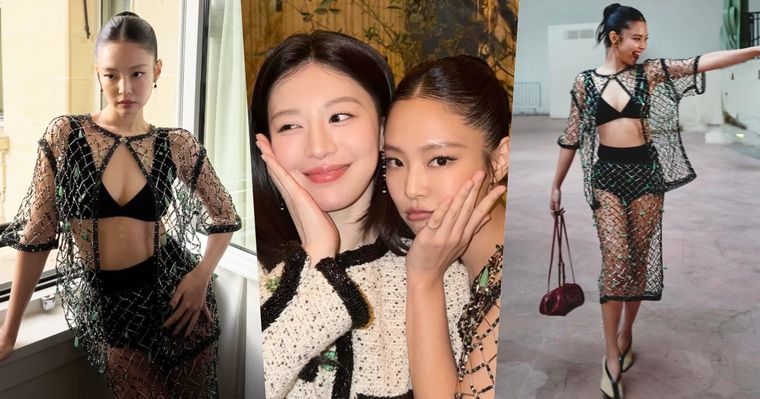 CHANEL巴黎大秀Jennie透視戰袍辣翻全網！高允貞貼臉合照「雙人間香奈兒」合體太養眼！