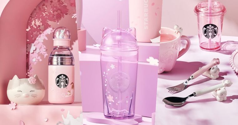 2026韓國星巴克櫻花季必買8大新品推薦！「櫻花賓士貓馬克杯、粉紫漸層貓耳冷水杯」不買會後悔！