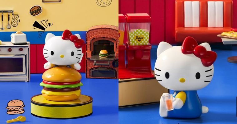 Hello Kitty復古餐館公仔盲盒來了！超可愛「凱蒂貓漢堡、飲料機Kitty」每隻都想帶回家！