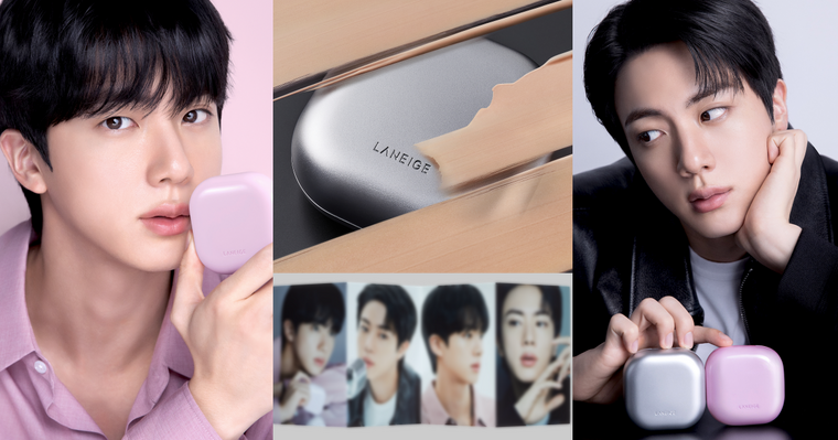 LANEIGE官宣BTS JIN回歸！NEO氣墊3.0全面升級，「柔霧銀×水光粉」雙版本登場、100H持妝直接封神！