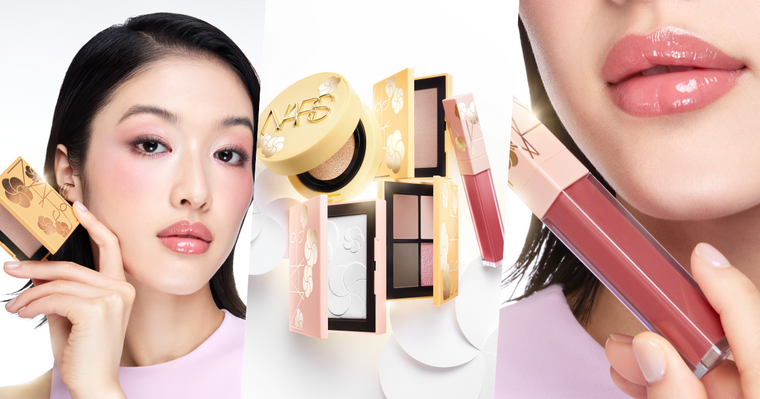 NARS春夏限定「2026妝點花漾系列」帶來桃花運！小光圈氣墊、小白餅換上奢華粉金外殼＋花卉剪影，嫩唇露新色美出天際！