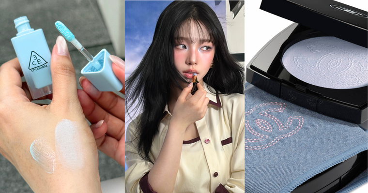 Karina「牛仔藍妝容」帶起全球爆紅趨勢！香奈兒丹寧打亮、植村秀寶寶藍飾底乳、3CE蘇打藍唇蜜...，秒去暗沉超透亮！