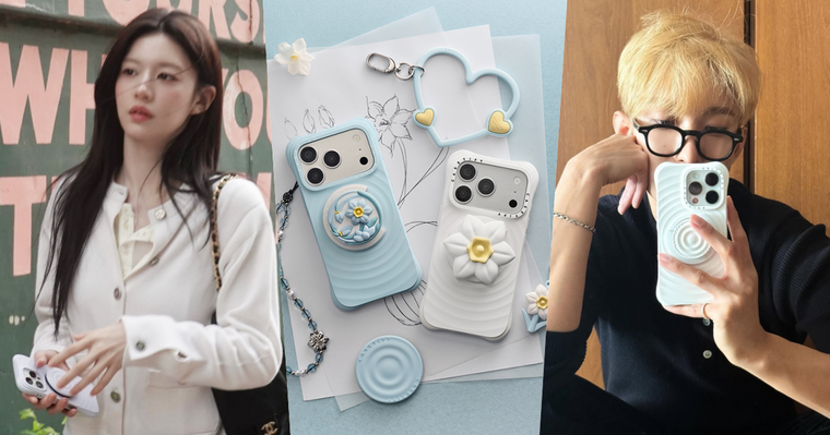 韓星狂愛CASETiFY水波紋手機殼再出新色！最新「柔霧藍＋水仙花支架」太夢幻、根本仙氣爆表組合！