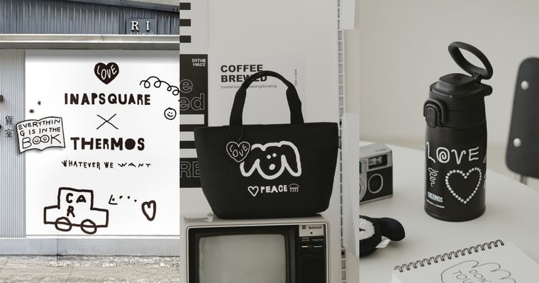 膳魔師跟韓妞最愛INAPSQUARE聯名了！超可愛限定「黑白狗狗保溫杯、帆布袋」全都想帶回家！