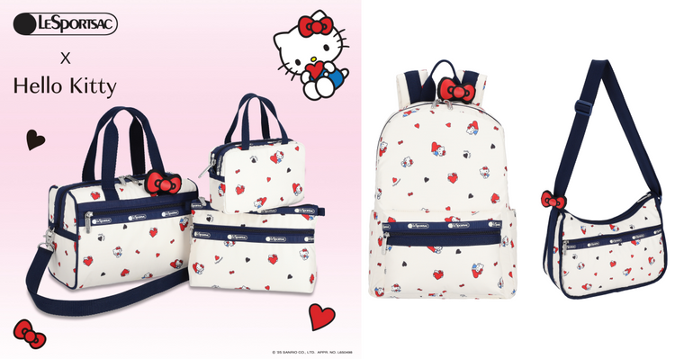 Hello Kitty聯名熱潮持續中！LeSportsac「滿滿愛心＋蝴蝶結」甜美爆擊、居然還有小化妝包！