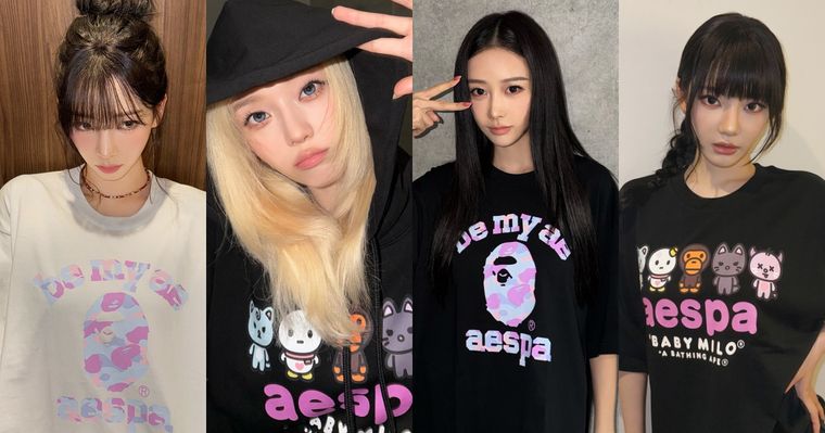 MY們請注意！BAPE和aespa聯名系列真的來了！小檸檬Baby Milo吊飾、上衣可愛瘋！