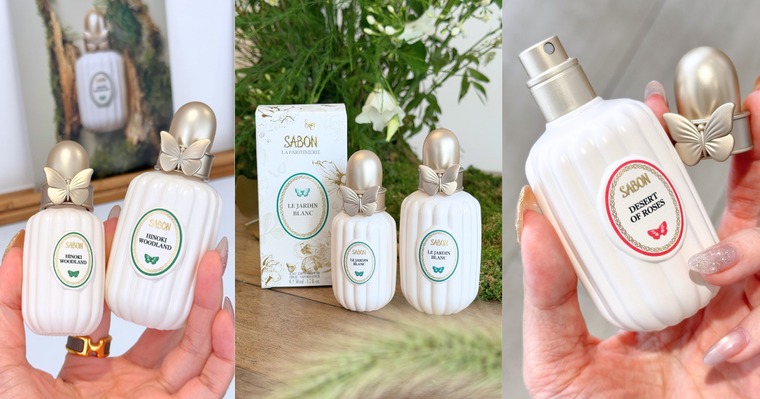 SABON首款淡香精驚喜降臨！奶油白瓷瓶＋金翼蝴蝶瓶蓋，5款夢幻香氣一次登場，荔枝玫瑰、檜木森林、星辰焚香美到想全包！